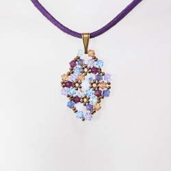 Pendant 40cm - Shea Rhombus S-Purple Suedine - Pendant 40cm - Laiton bronze